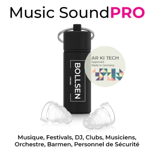 Bouchons d'oreille SoundPRO Music avec AR KI Tech Mesurer pour la musique - Musique, festivals, DJs, clubs, membres de groupes, orchestres, barmen, personnel de sécurité